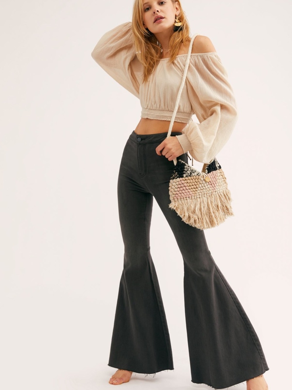 Free People Just Float On Flare Bell Bottom Jean Pant Smoke Stack